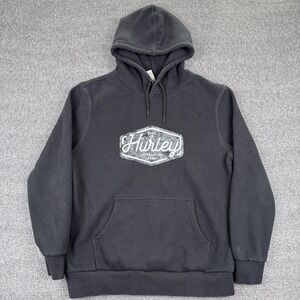 Hurley Hoodie Mens Large Black Pullover Surf Co Logo Sweatshirt Skate Casual